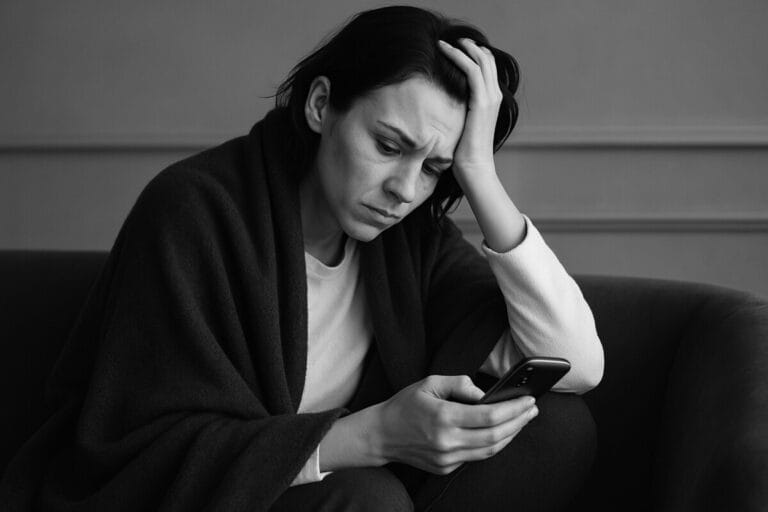 우울증으로 다른 병이 생겨 고통받는 여성