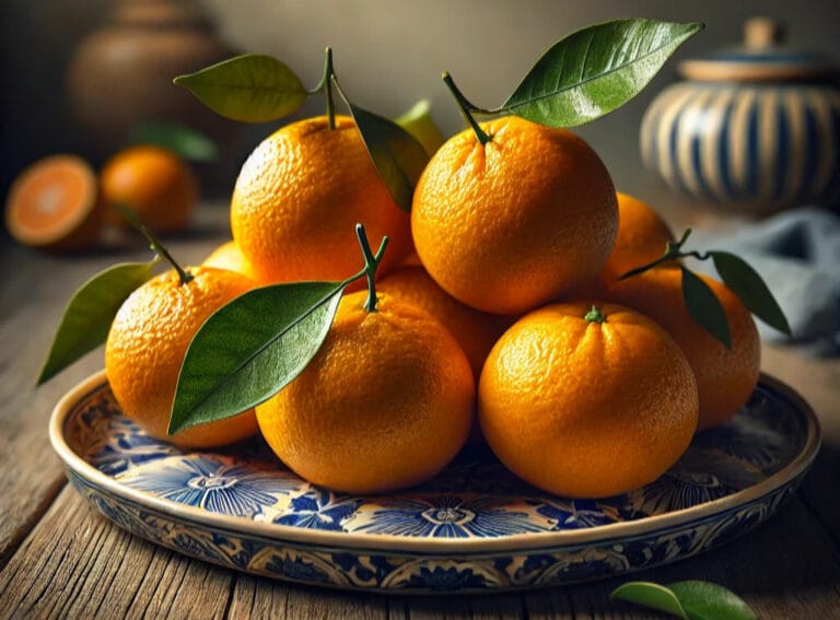 우울증을 낮추는 오렌지가 담겨진 접시