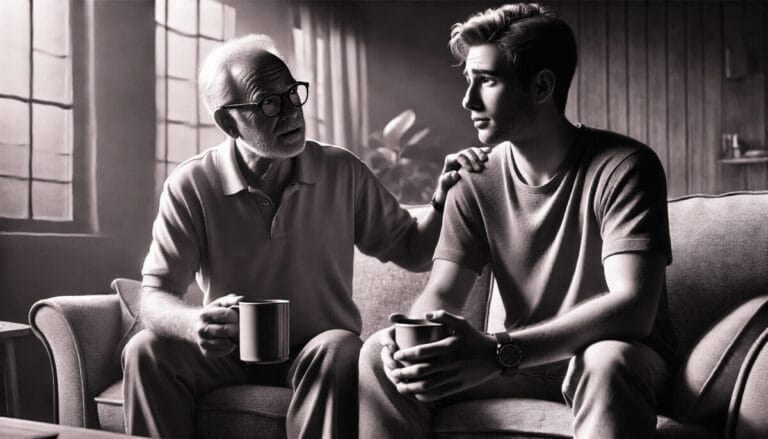 우울증으로 힘들어 하는 청년에게 도움을 주는 중년의 할아버지